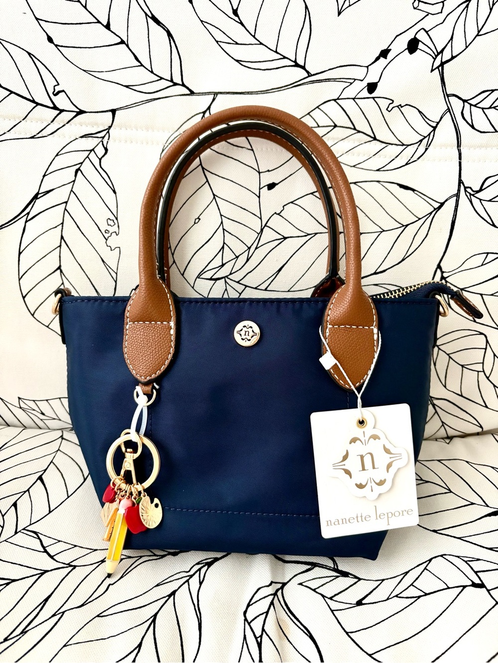 Nanette Lepore Navy and Tan Small Tote Shoulder Bag